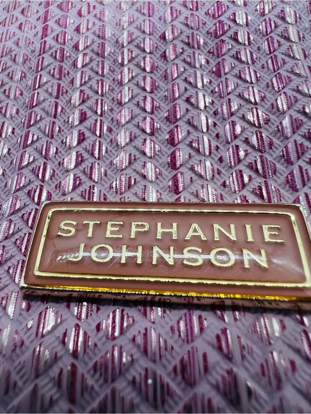 Stephanie Johnson Pink Textured Zip Around Laura Cosmetic Case with Top Handle